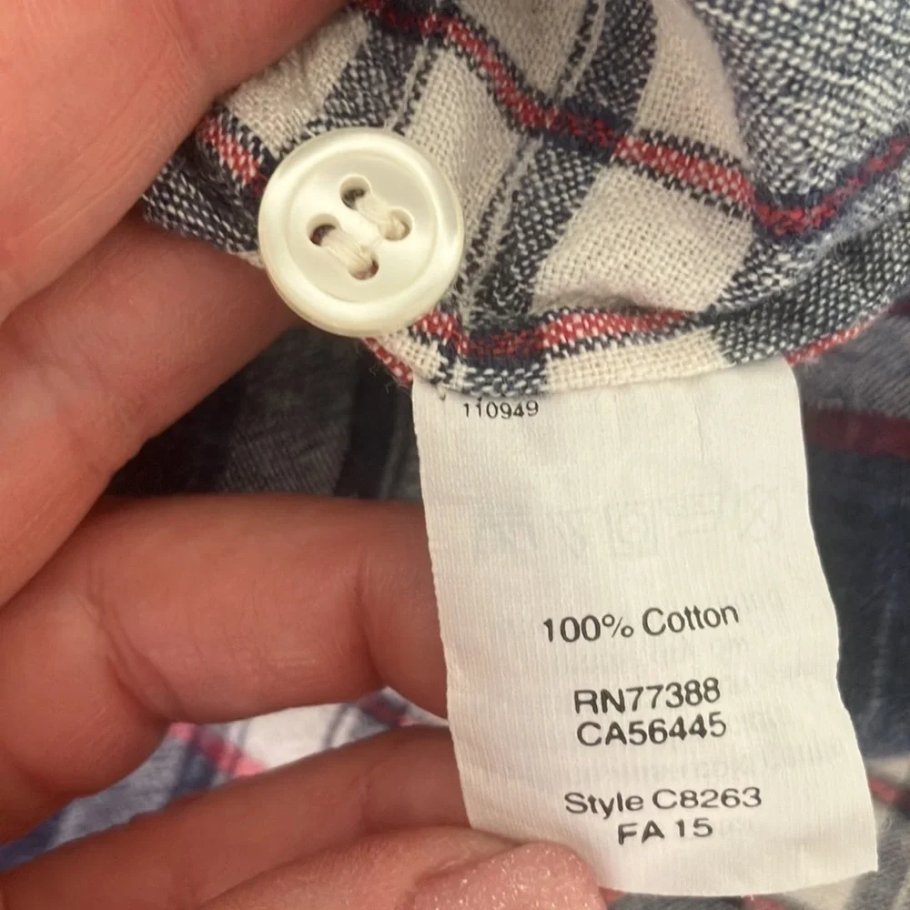 J.Crew Long Sleeved Red White Blue Plaid 100% Cotton Button Down Shirt Size S